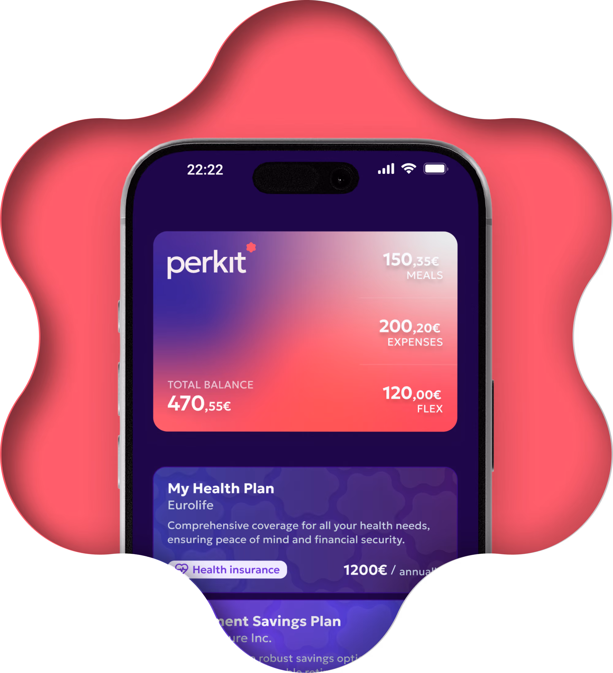 App Perkit σε κινητό με υπόλοιπα κάρτας και εταιρικές παροχές