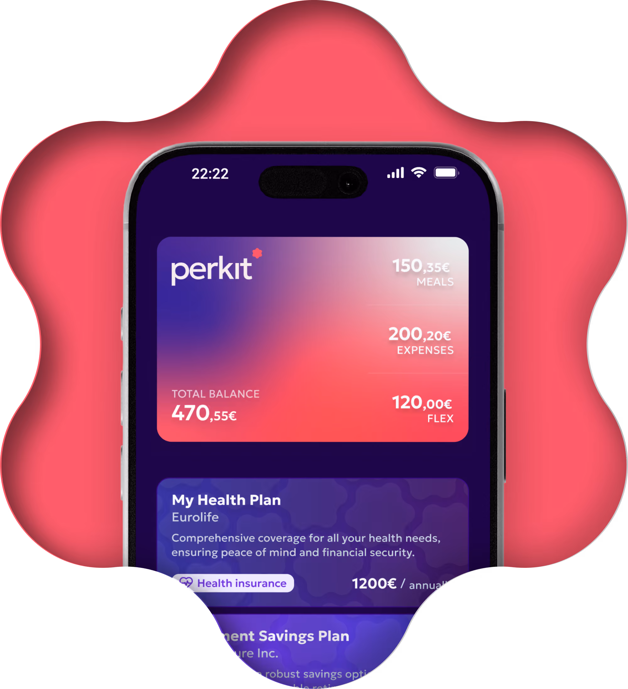 App Perkit σε κινητό με υπόλοιπα κάρτας και εταιρικές παροχές