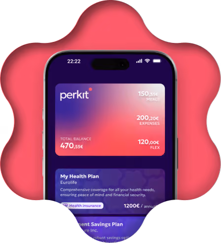 App Perkit σε κινητό με υπόλοιπα κάρτας και εταιρικές παροχές